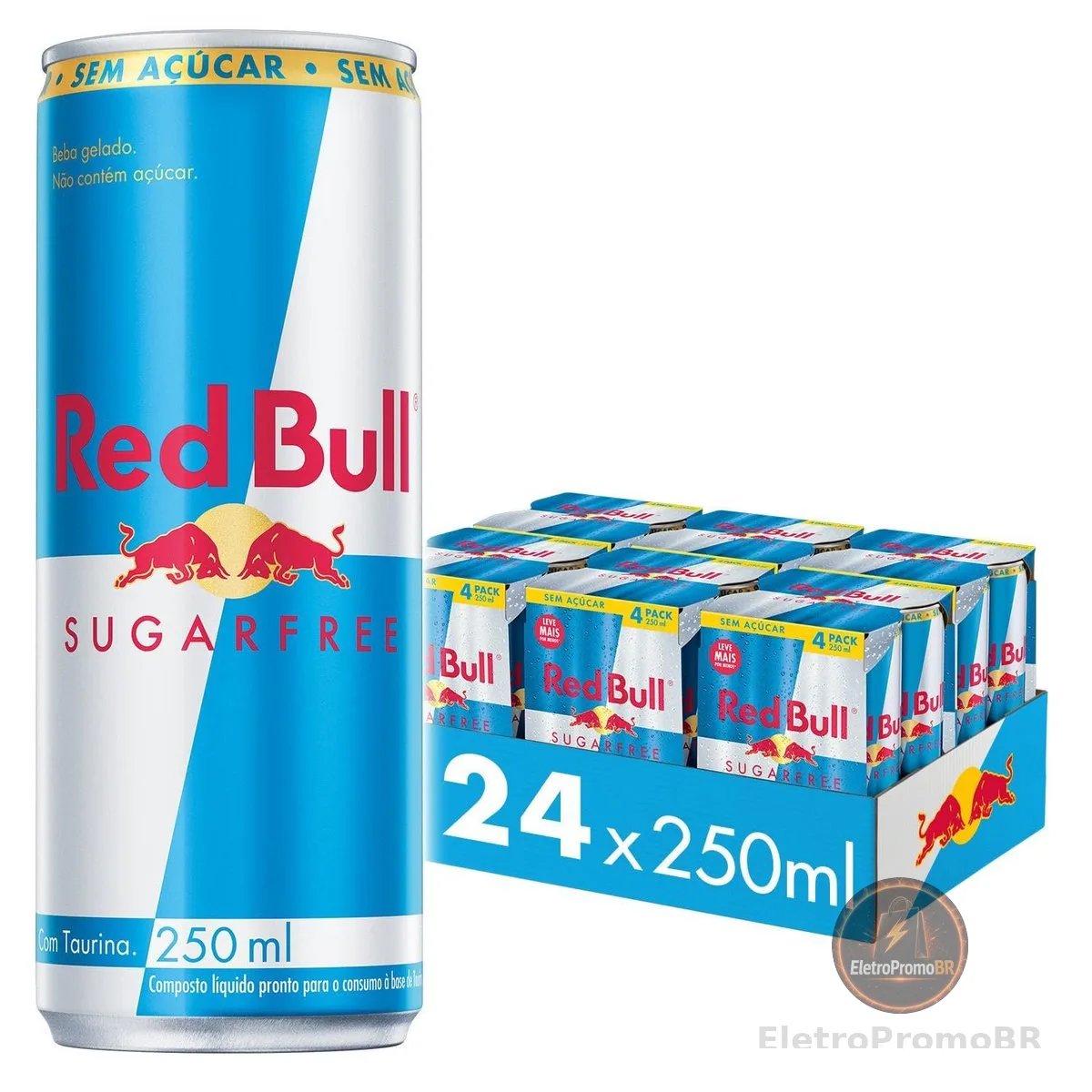 Red Bull Energético, Sugar Free, Sem Açúcar, 250ml, 24 latas