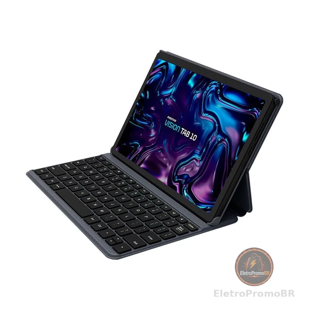 Tablet Positivo Vision Tab 10 com Capa Teclado 4GB RAM 128GB 6000mAh 10.1" HD Wifi AC e 4G - Preto