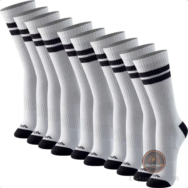 Kit 5 Pares Meias Mash Cano Alto Esportivas Academia Algodão