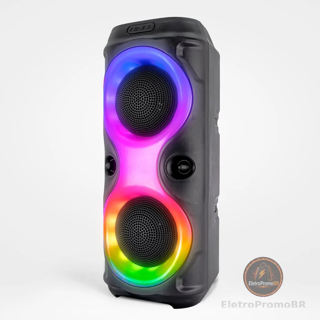Caixa de som Bluetooth Portátil Com Led RGB Portátil FM USB TWS 30W Para Praia, Festa ou Viagem