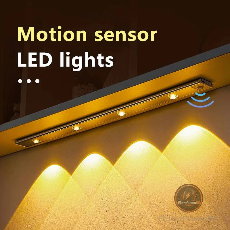20/40/50/60/80cm Luz de LED com Sensor para Armário  Ultra Fina 3 Cores 2MODE Recarregável BOMSTORE