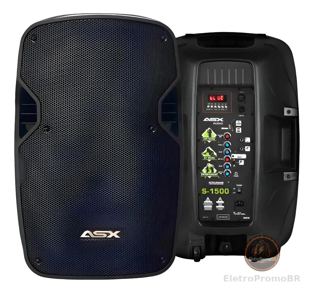 Caixa Ativa 15 Polegadas Profissional 500w Rms Asx S1500 Usb Preto 127/220v