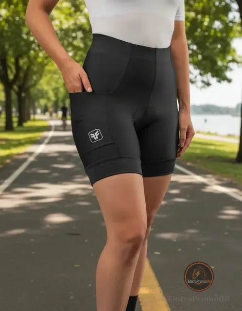 Bermuda Short Ciclismo Feminina Bolsos Free Force Basic One
