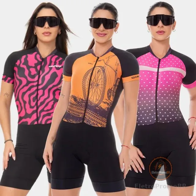 Macaquinho De Ciclismo Acolchoado Feminino Manga Curta Mtb *