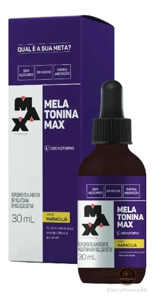 Melatonina 30ml Max Titanium 21mcg em Gotas Sabor Maracujá