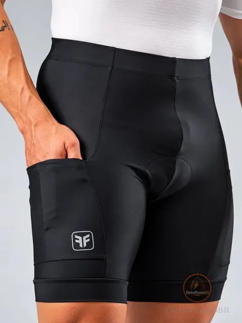 Bermuda Ciclismo Masculina Free Force Basic C/ Bolsos Preta