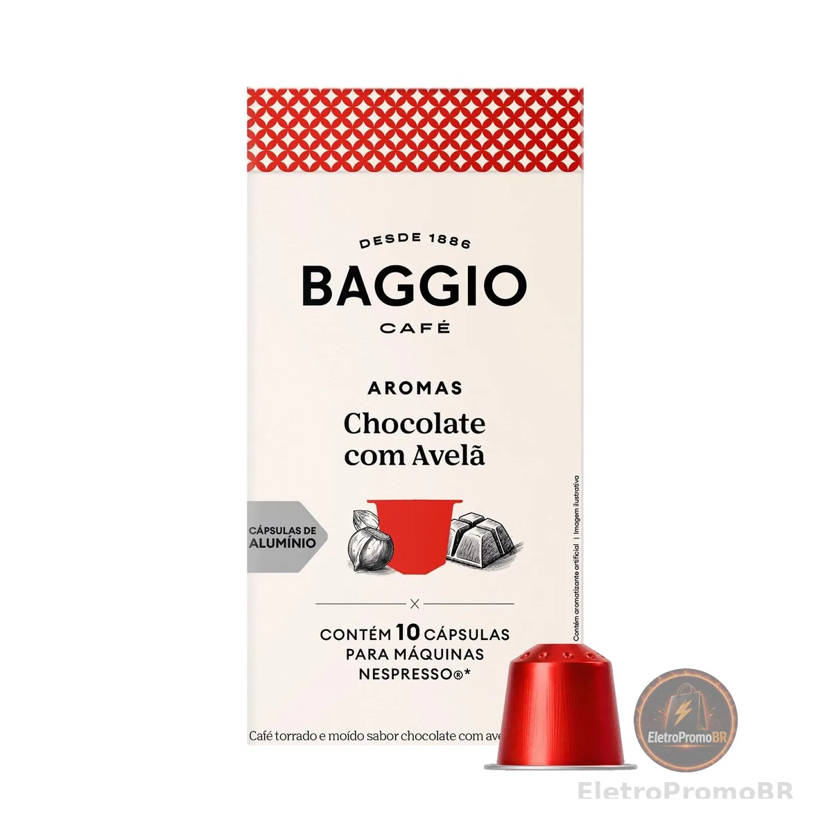 Baggio Café Cápsulas De Café Aroma Chocolate Com Avelã Compatível Com Nespresso Contém 10 Cápsulas