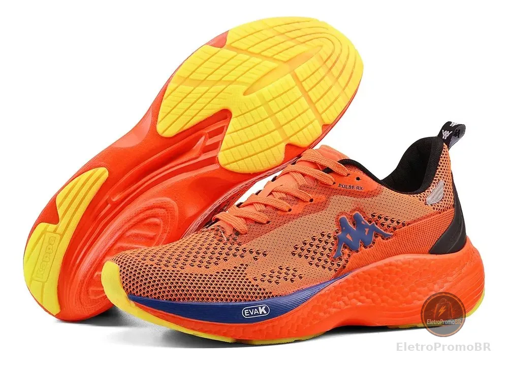 Tênis Kappa Pulse Rx Unissex Corrida Conforto Laranja-royal 43