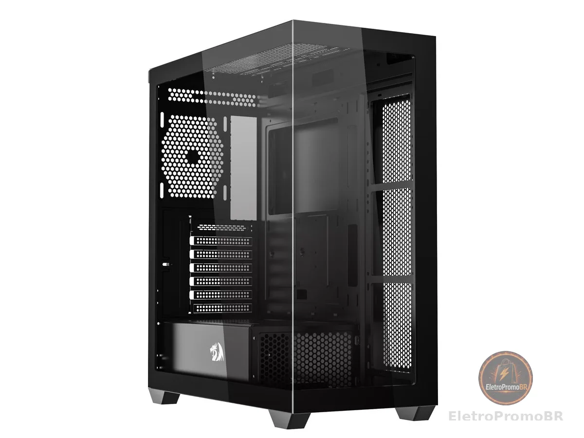 Gabinete Gamer Redragon Deflect Preto Sem fans CA-609B