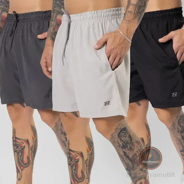 Kit 3 Bermudas Masculinas Premium Academia Treino Praia