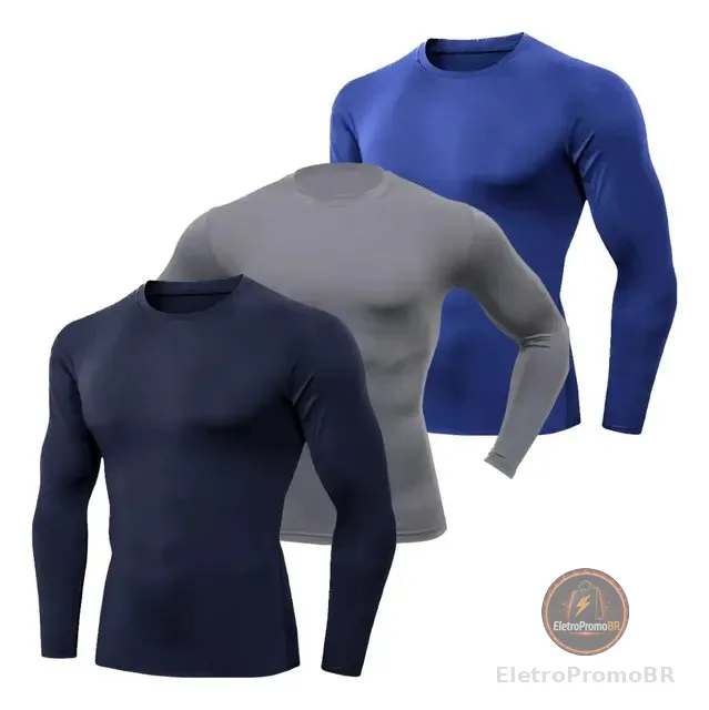 Kit 3 Camiseta Térmica Blusa Proteção Uv Manga Longa Inverno