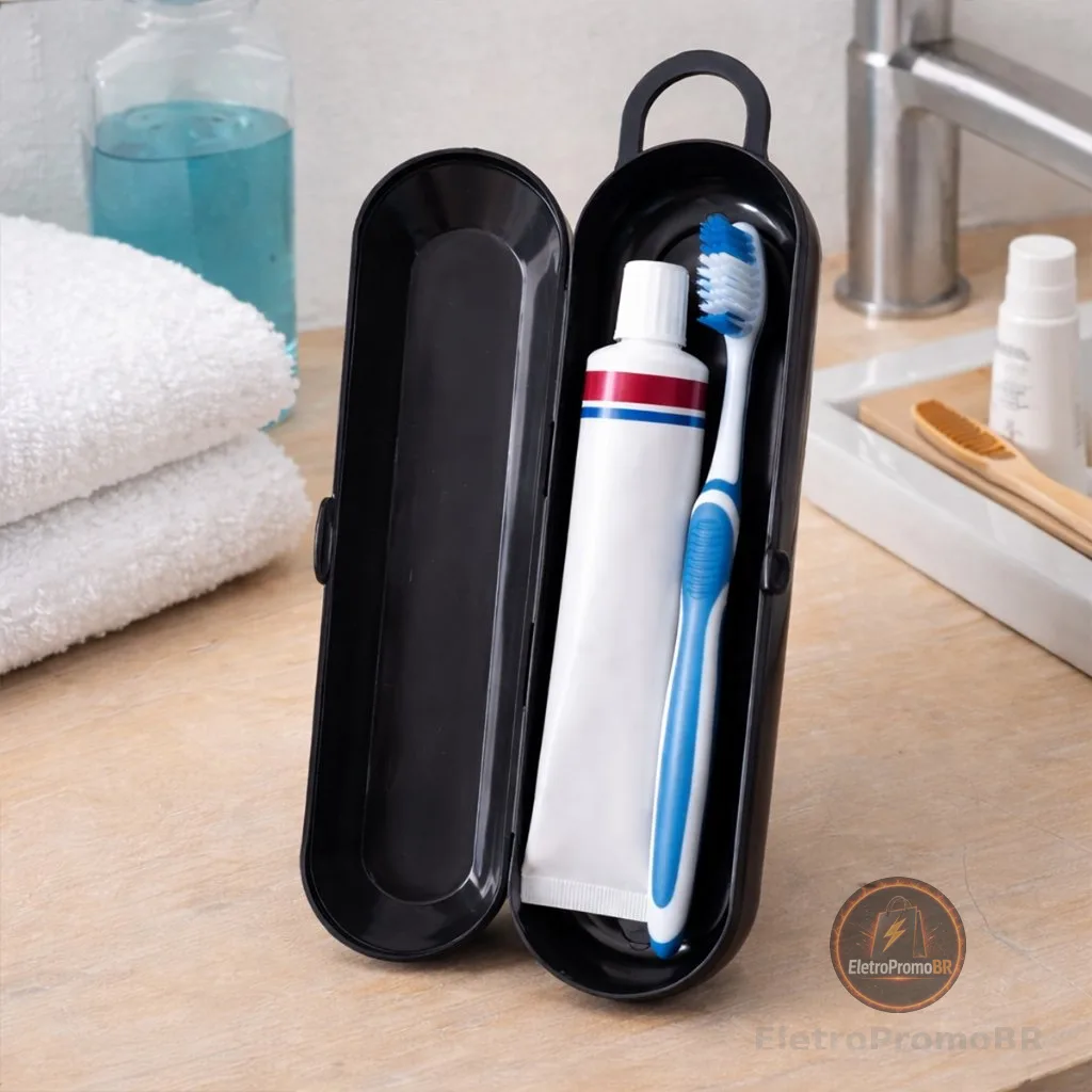 Estojo Dental Multiúso Necessaire Porta Escova de Dente Talher Caneta Material Escolar Caixa Óculos