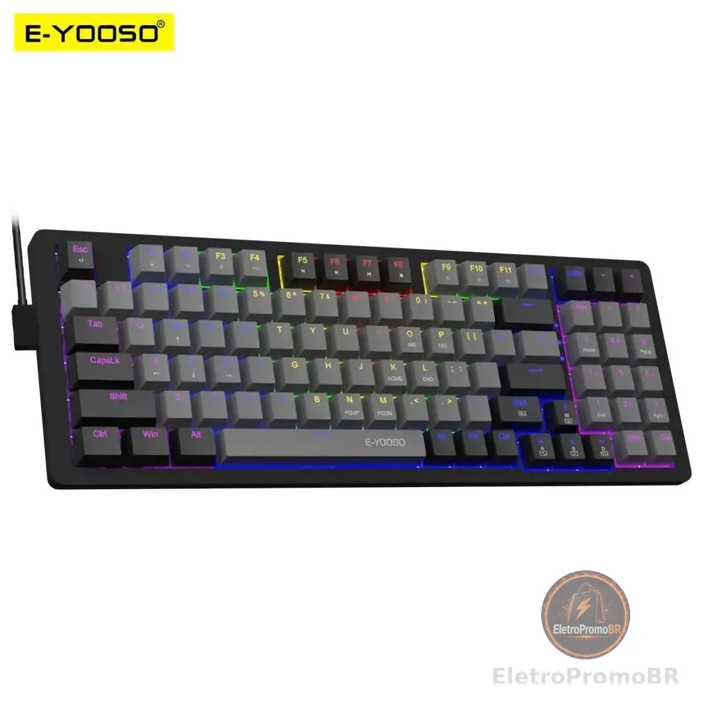 E-YOOSO Z94 Teclado mecânico para jogos USB com fio monocromático LED retroiluminado azul vermelho interruptor 94 teclas para computador laptop PC