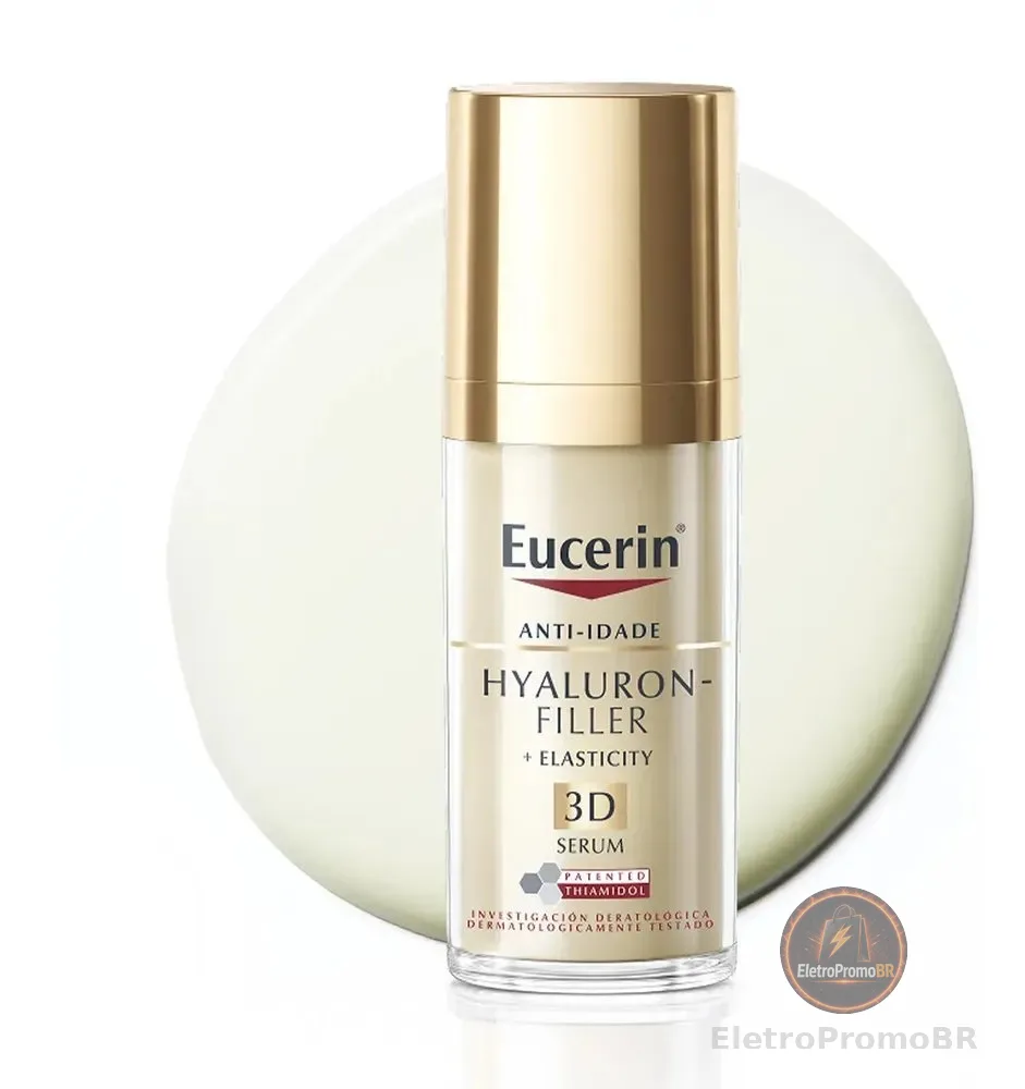 EUCERIN 3D Sérum Facial Anti-idade Firmador 30ml, Elasticity, Pele Madura, Hyaluron-Filler, Ácido Hialurônico, Antirrugas