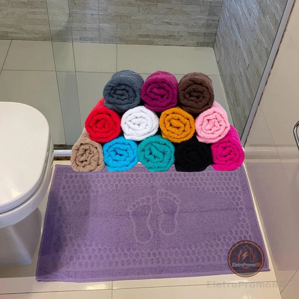 Kit com 2 Toalhas De Piso Tapete Lara Pézinho para banheiro 45x70cm  - Rainha das Toalhas