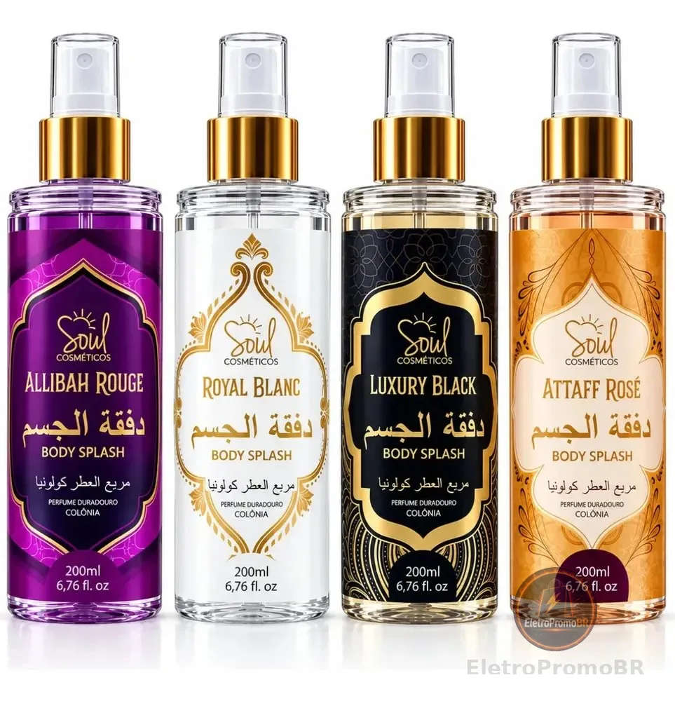 Body Splash Arabe C/4un 200ml Perfume Feminino de Luxo Alta Concentração