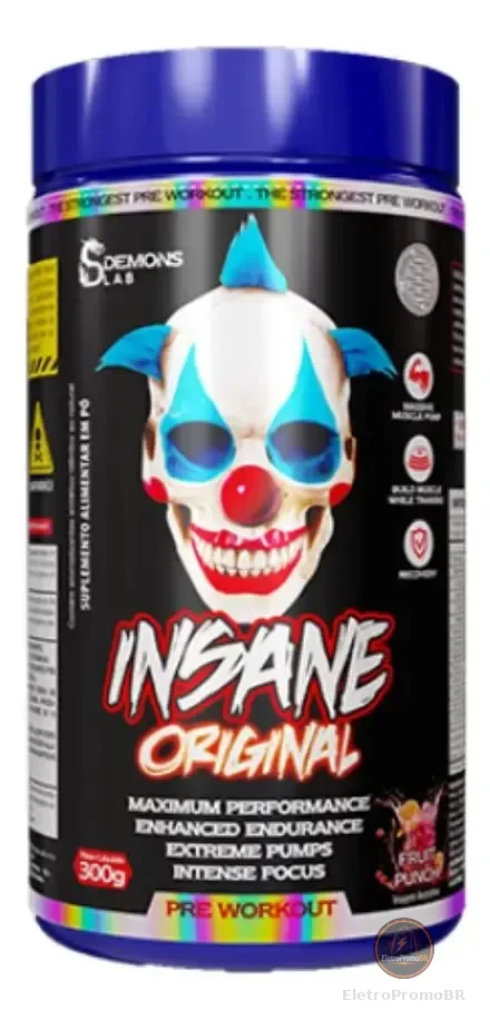 Pré Treino Insane Fruit Punch 300g - Demons Lab Sabor Sem Sabor