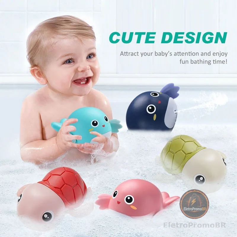 Brinquedo de Banho Tartaruguinha A Corda Que Nada Sozinha Água Banheira E Piscina Bebê