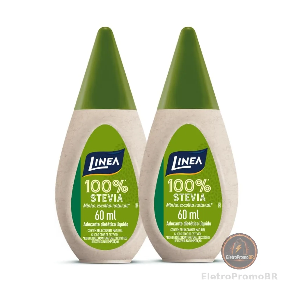 Linea Kit 2 Adoçantes Stevia 100% Natural 60ml - 2º unidade com 50%