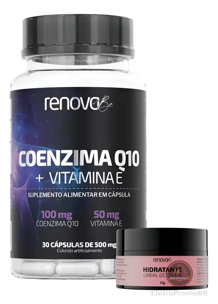 Coenzima Q10 Coq10 100mg + Vitamina E 30 Cápsulas Renova Be Hidratante Labial