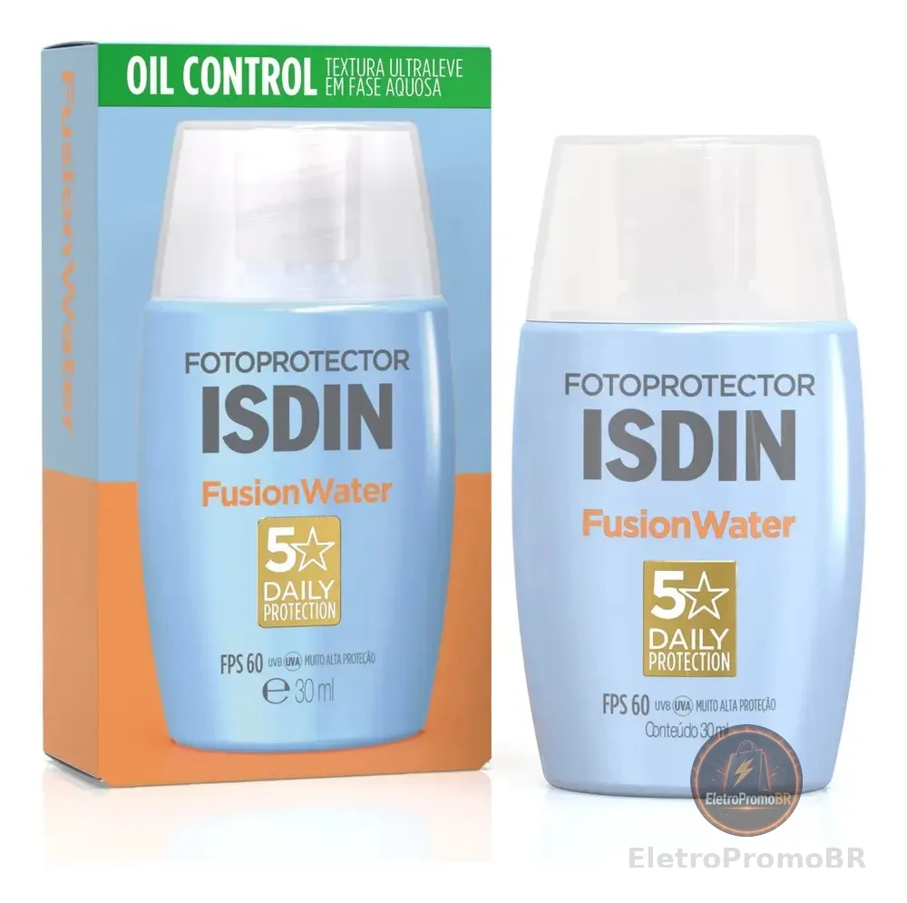 ISDIN Protetor Solar Facial Fusion Water 5 Stars Sem Cor FPS 60 - 30ml