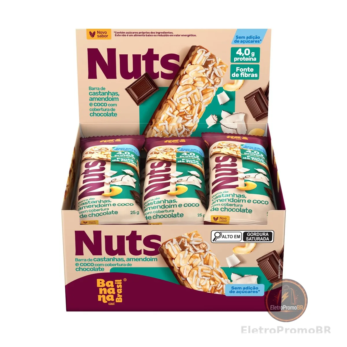 Barra Nuts Castanhas e Coco com Chocolate 12un 25g Banana Brasil