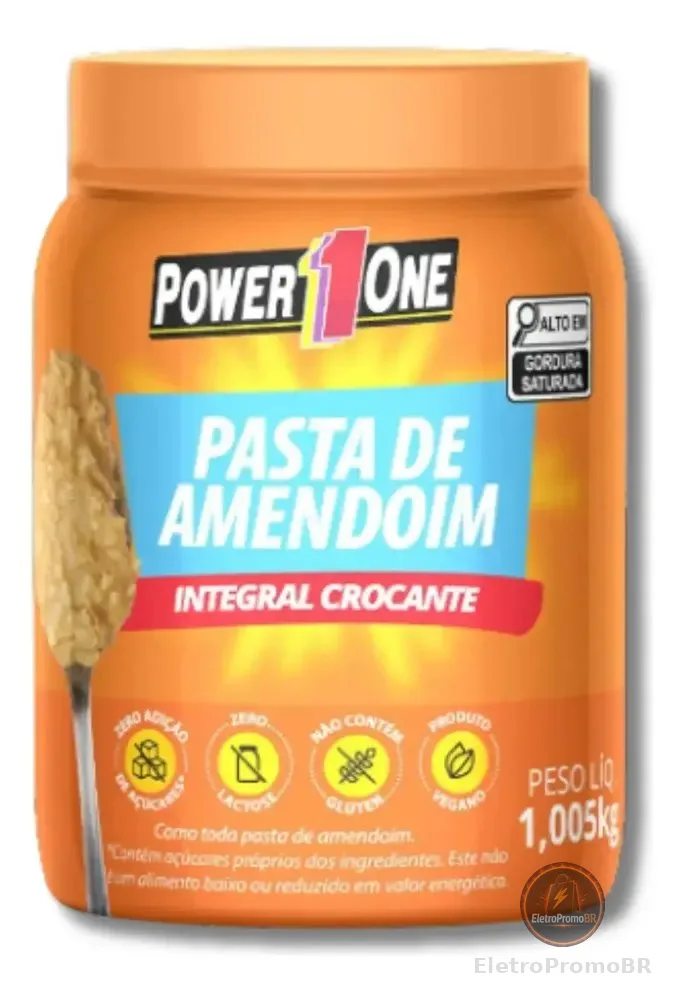 Pasta de Amendoim Integral Power One 1kg Vegana Sem Glúten
