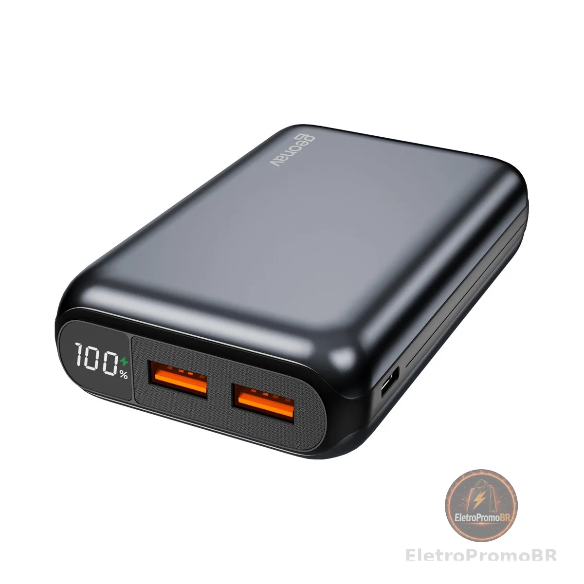 Geonav Power Bank, Carregador Portátil Universal 20.000mAh, USB-A (até 18W) + USB-C (até 20W), Compacto, Carregamento Rápido, Pass Through, Led Indicador de Bateria, PB20K20WSG, Cinza espacial