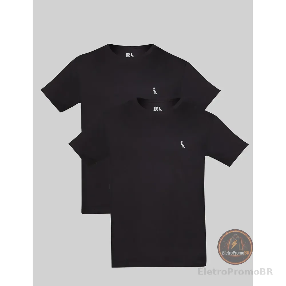 Kit Camiseta Regular Essence Reserva Preto/preto Liso P Lisa