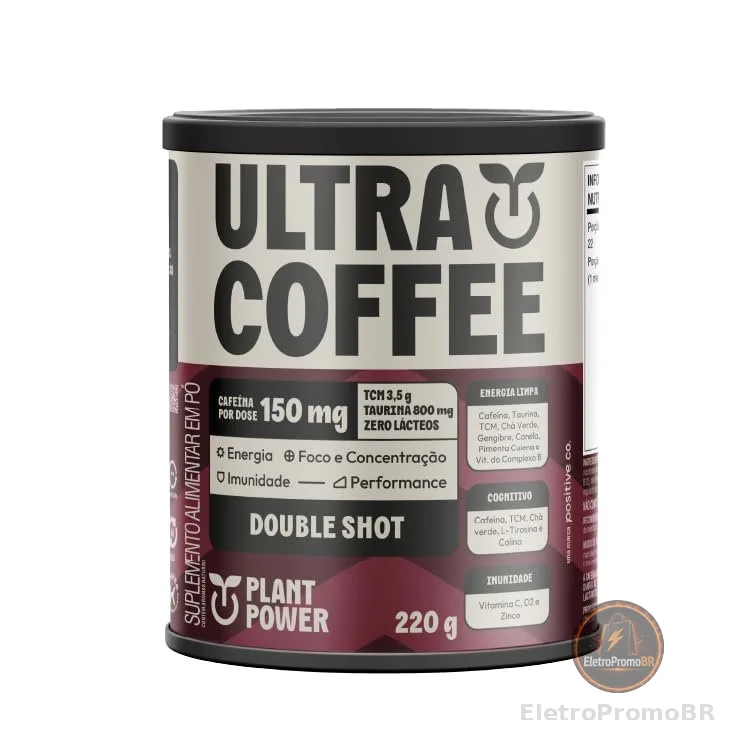 Plant Power Ultracoffee Super Café Sabor Double Shot 22 doses - Lata 220g