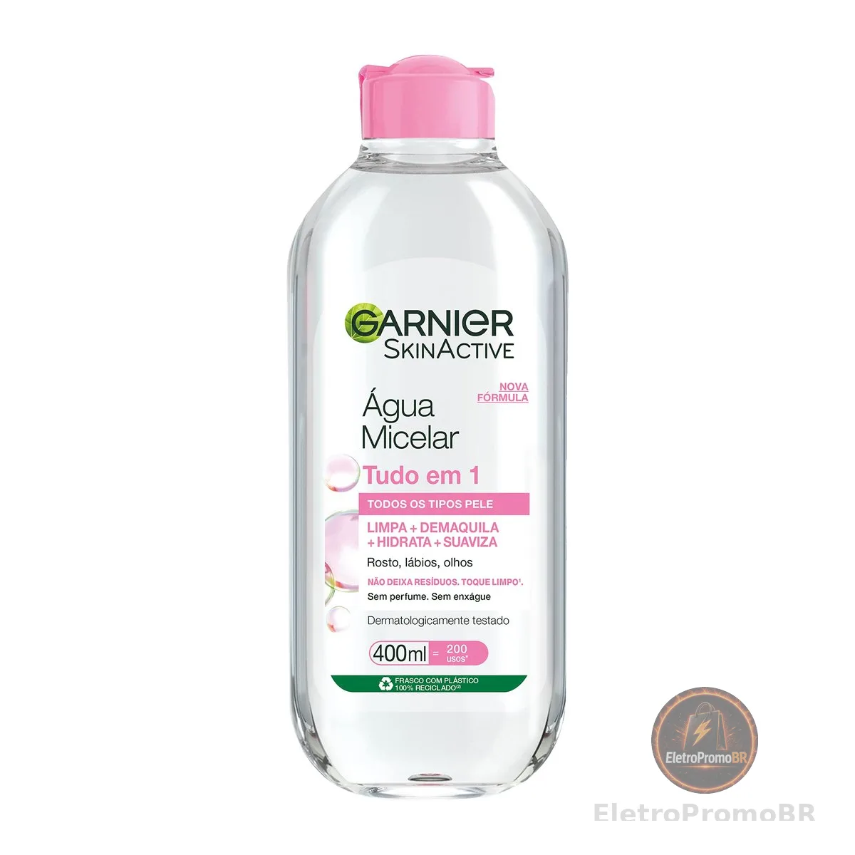 Garnier SkinActive Água Micelar de Limpeza Tudo em 1, Solução Demaquilante que Limpa, Tonifica e Remove Oleosidade, Fórmula Suave Sem Álcool para Todos os Tipos de Pele, 400ml