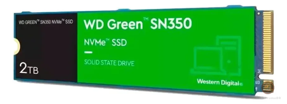 Ssd 2tb M.2 2280 Nvme Pcie Gen3 Western Digital WD Green SN350 Wds200t3g0c Velocidade De Leitura Até 3200mb/s Cor Verde Disco Sólido Interno