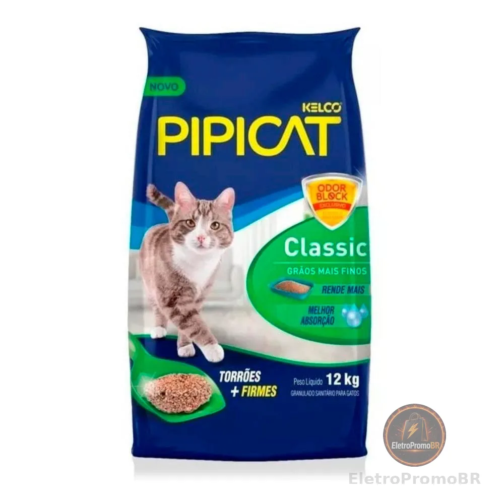 Areia para Gato Classic 12kg Pipicat