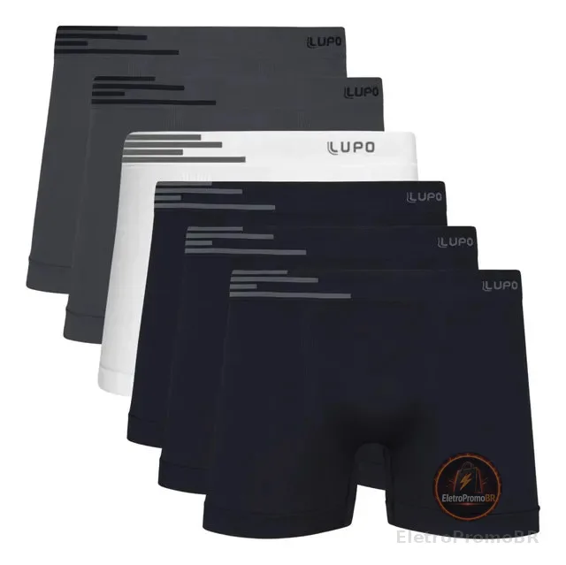 Kit 6 Cuecas Lupo Boxer Poliamida Sem Costura Box Masculina
