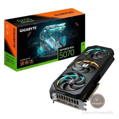 Placa de Vídeo Gigabyte RTX 5070 GAMING OC 12G NVIDIA GeForce, 12GB GDDR7, 192bits, RGB, DLSS, Ray Tracing - 9VN5070GO-00-G10