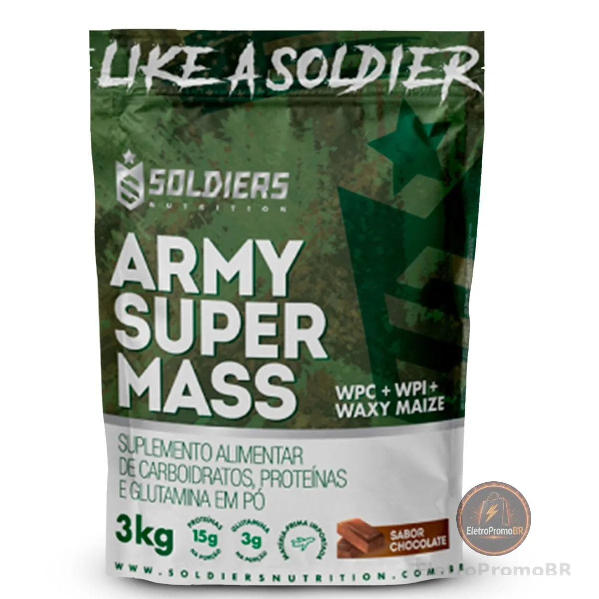 Hipercalórico Army Super Mass 3Kg - 100% Importado - Soldiers Nutrition Chocolate