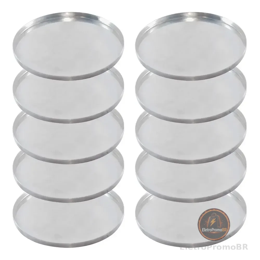 Kit Com 10 Mini Forma De Pizza 10 Cm Em Aluminio Resistente Prateado