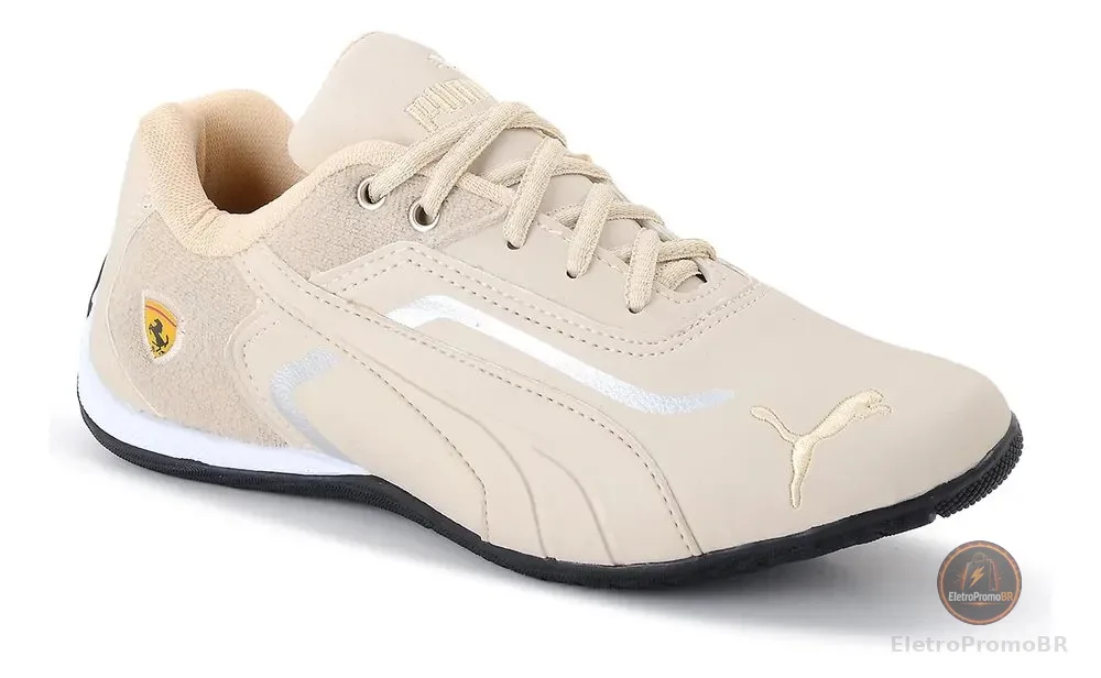 Tênis Puma Ferrari Scuderia Masculino Clássico Motorsport Bege 40 Br