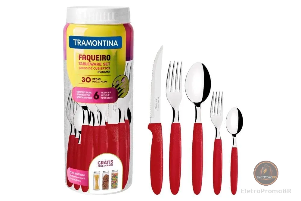 Tramontina FAQUEIRO INOX 30PC IPANEMA VERMELHO