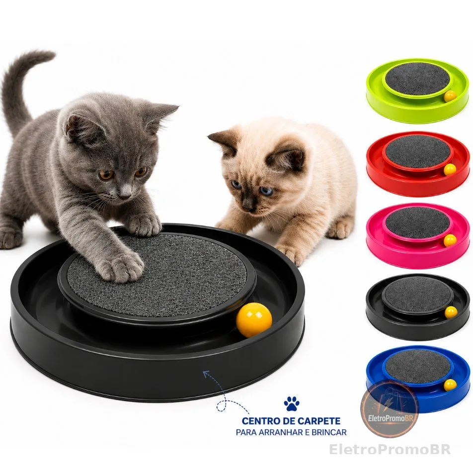 Arranhador para Gatos Redondo com Bolinha Interativo Relax Antiestresse Brinquedos para Gatos