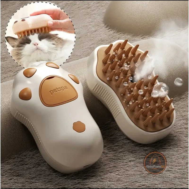 Escova Vapor Pet Elétrica 3 Em 1 cães e gatos ! Massagem, Tira Pelos.