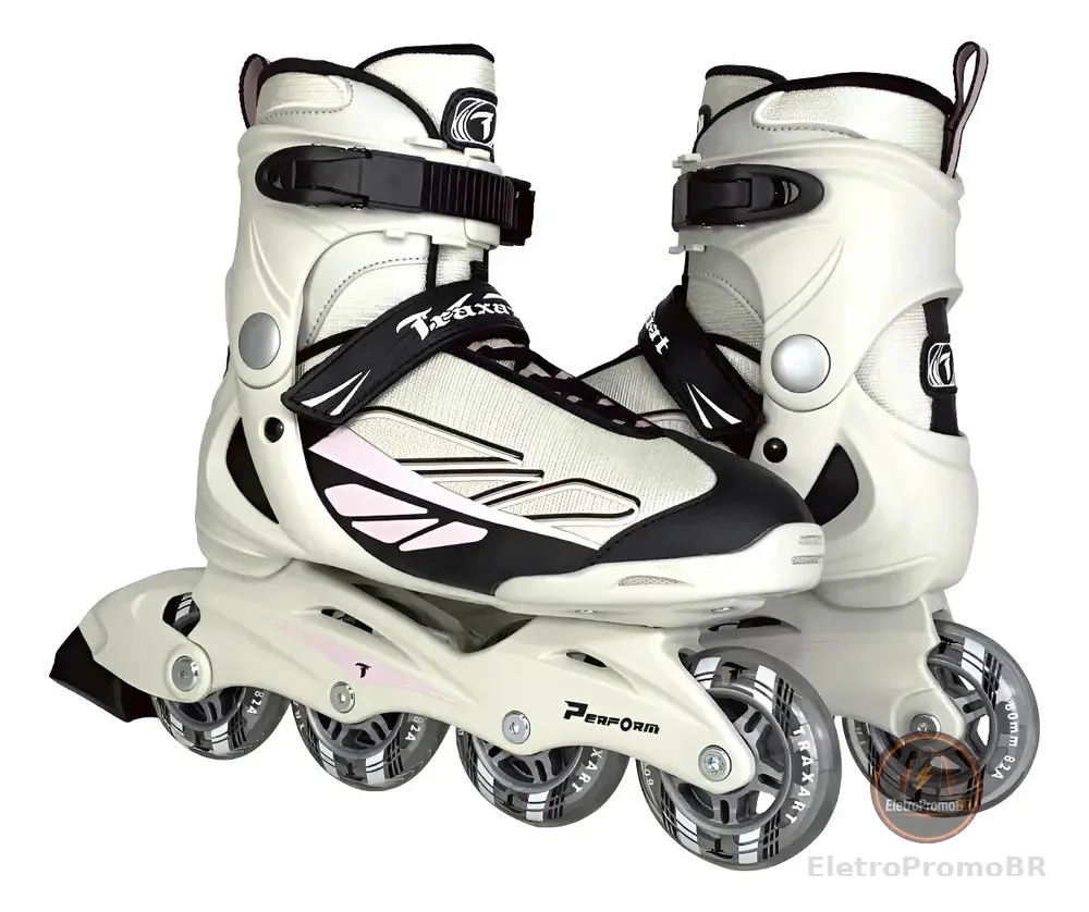 Patins Traxart Perform Rose Inline Recreação - 80mm Abec-5 Cor Cinza/rosa Tamanho Das Rodas 8 Cm Tamanho Dos Patins # 7 = 38/39