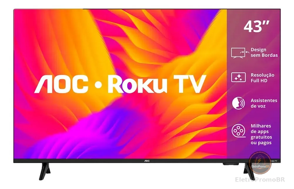 Smart Tv Aoc Led 43 Full Hd Wi-fi Roku Tv Sem Bordas