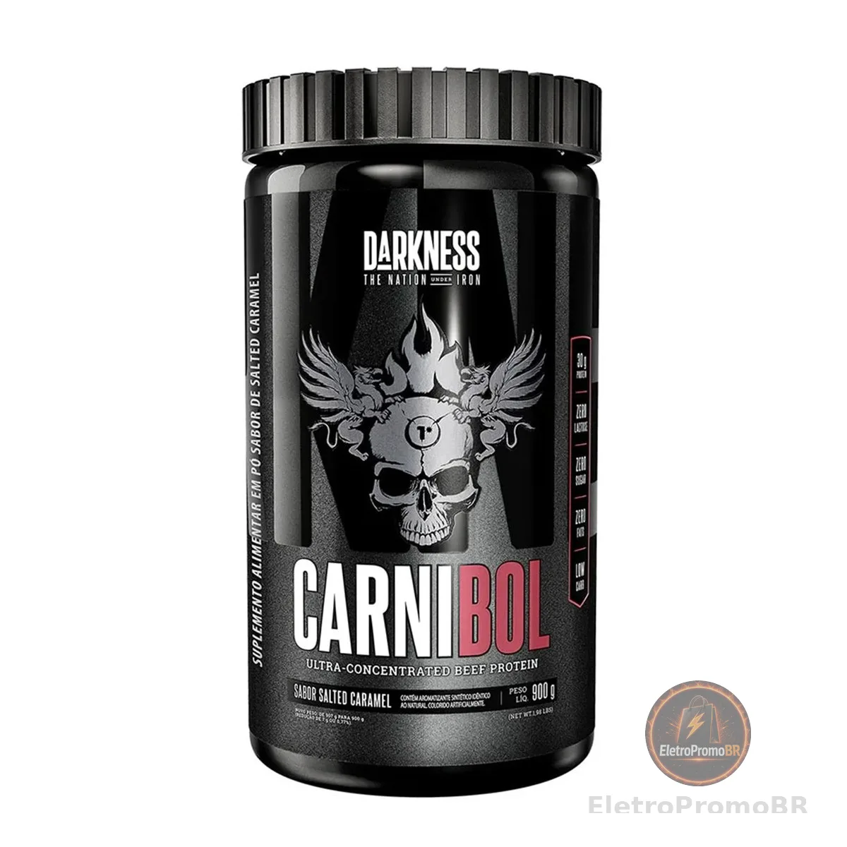 DARKNESS Carnibol Proteína Ultra Concentrada de Carne em Pó Sabor Salted Caramel - Complemento Proteico de Alto Rendimento - Ganho de Massa Muscular e Aumento de Força - Pote 900g