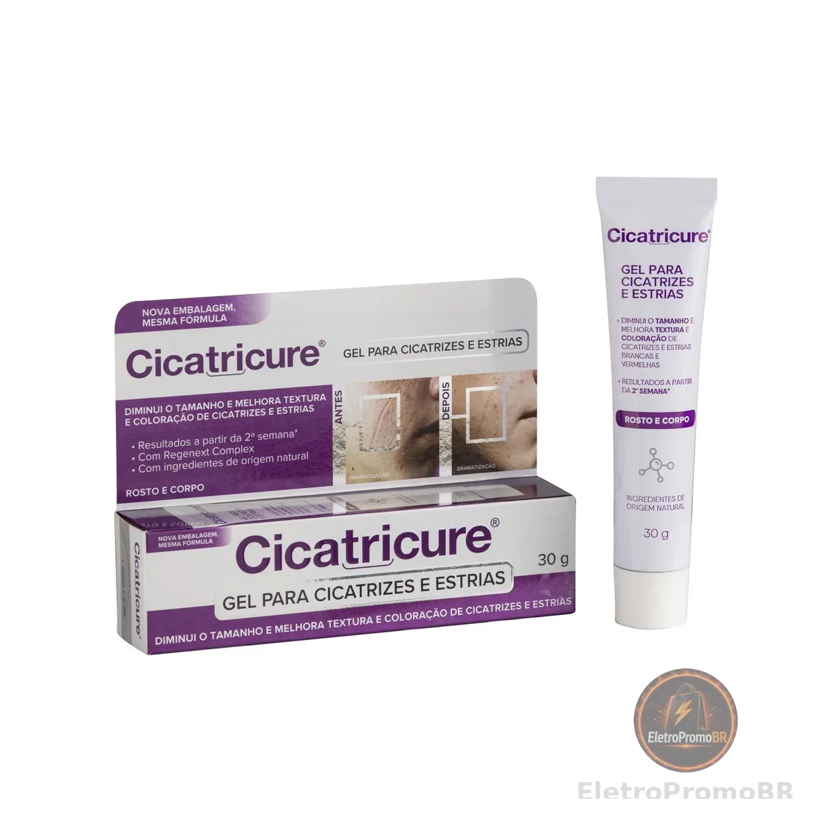 Cicatricure Gel para Cicatrizes e Estrias 30g - Hidrata e Uniformiza a Pele