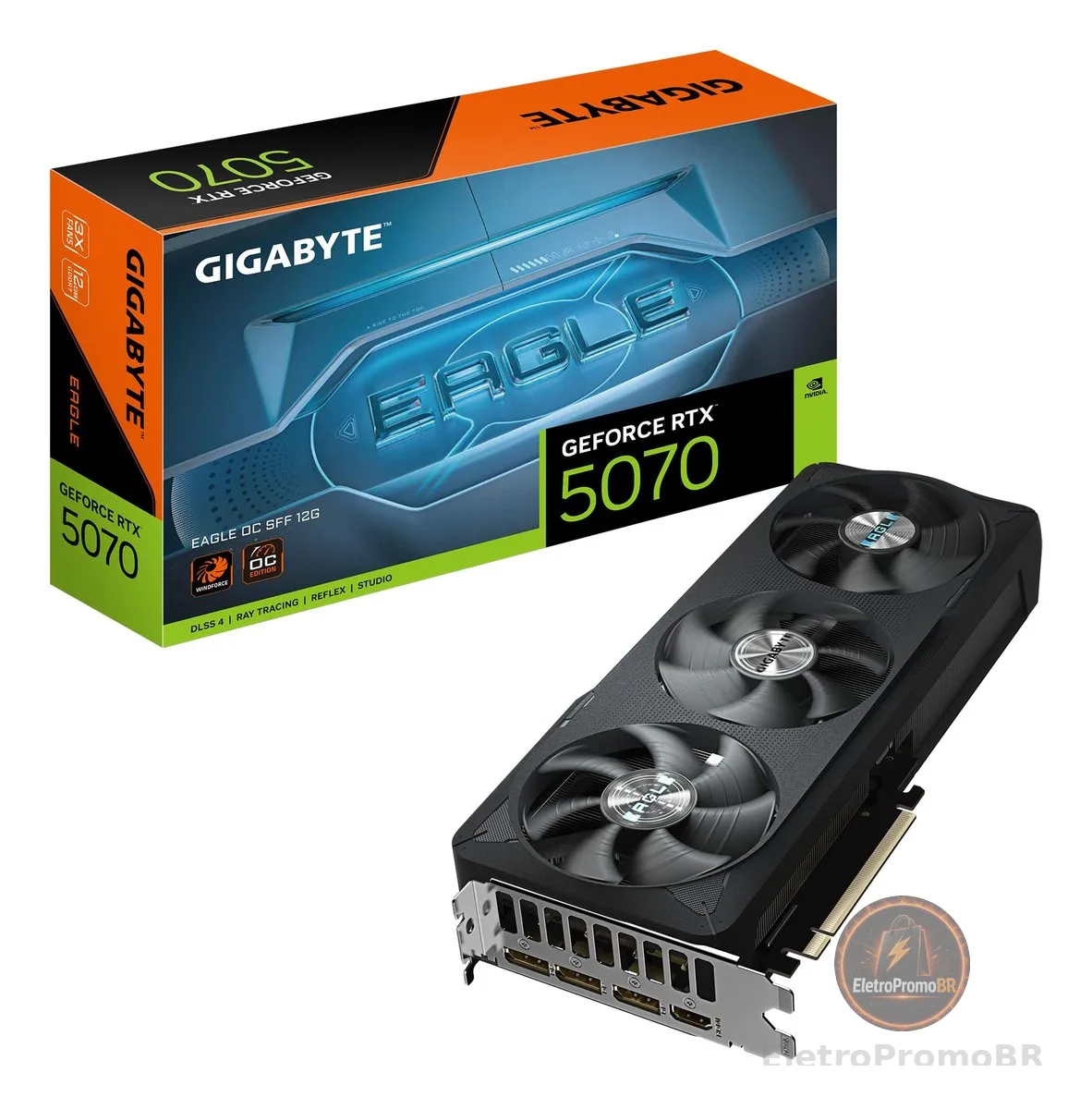 Gigabyte Placa gráfica GeForce RTX 5070 EAGLE OC SFF 12G - 12GB GDDR7, 192bit, PCI-E 5.0, 2587 MHz Core Clock, 3 x DP 2.1a, 1 x HDMI 2.1b, NVIDIA DLSS 4, GV-N5070GAMING OC-12GD