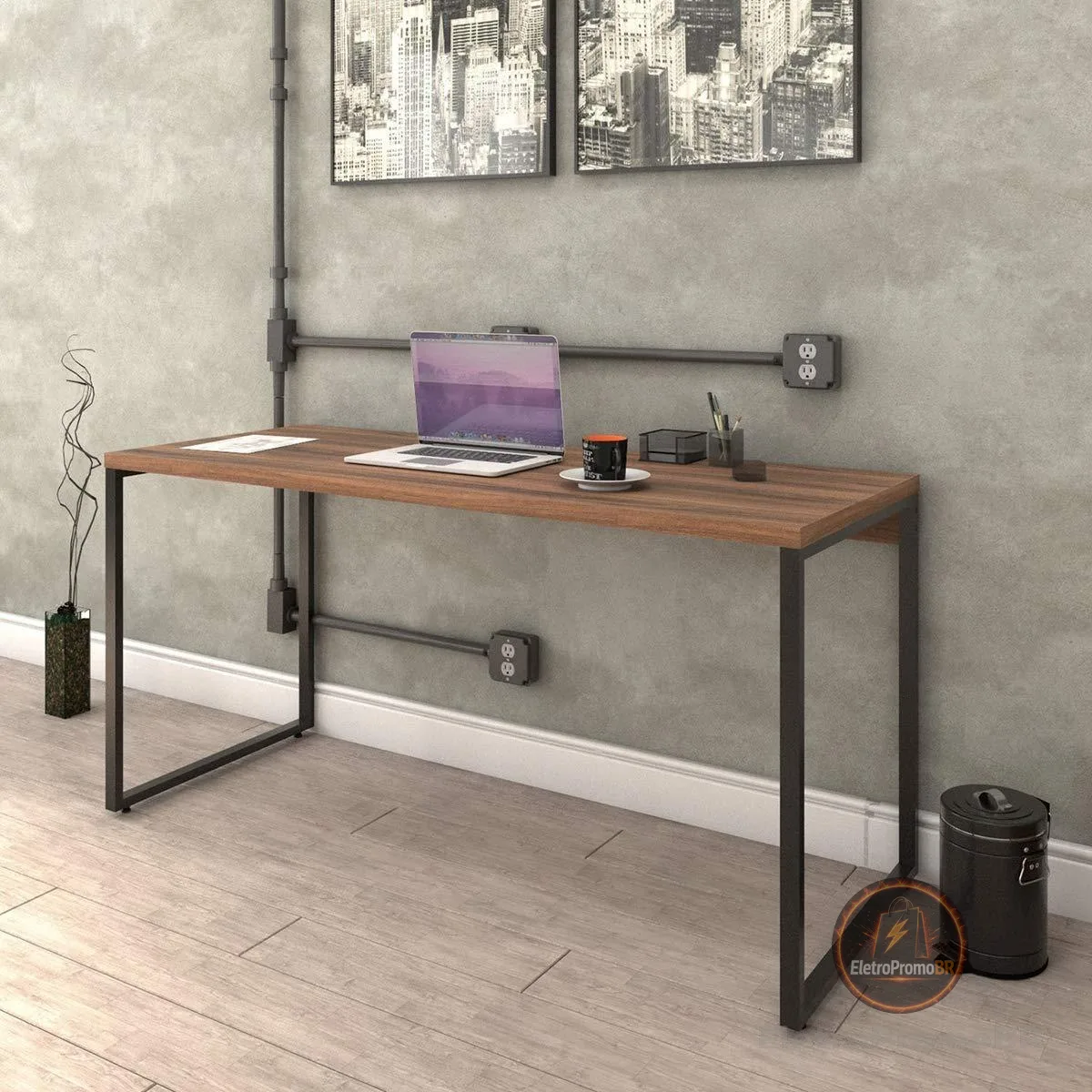 Mesa para Escritório Office Estilo Industrial 1,50m Kuadra, Compace