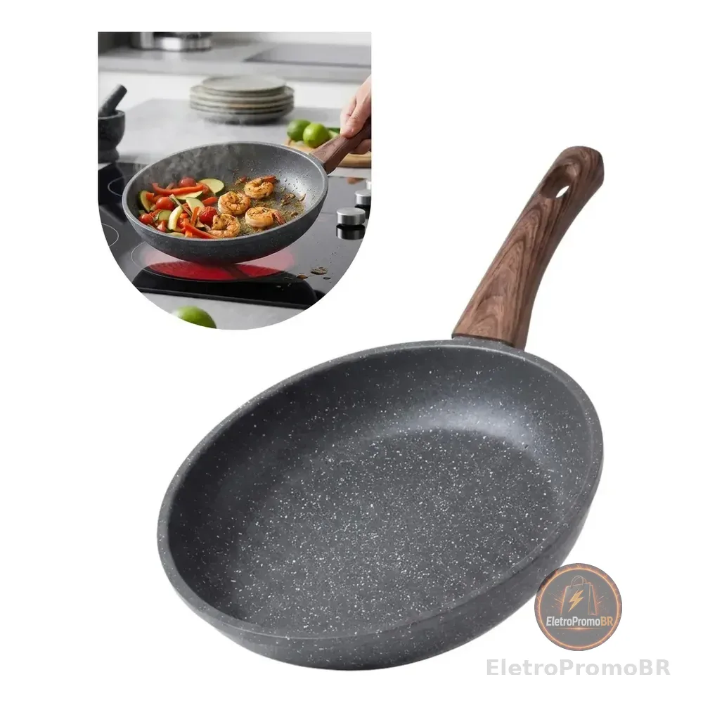 Panela Frigideira Cerâmica Antiaderente 20cm Gás Indução Não Gruda Dinda Home Granito
