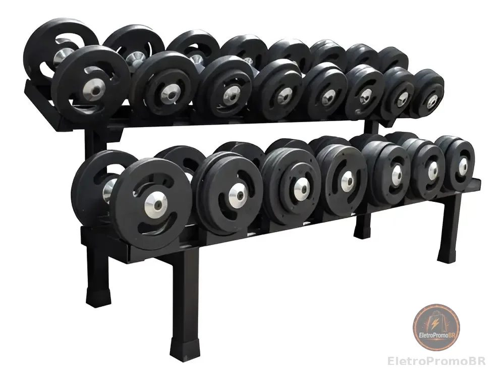 Kit Dumbell 12 A 20kg E Um Suporte Para 10 Unidades Preto