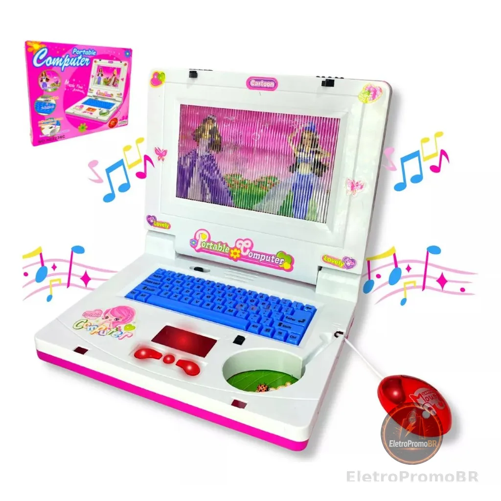 Notebook De Brinquedo Laptop Infantil Musical Com Luz Educativo